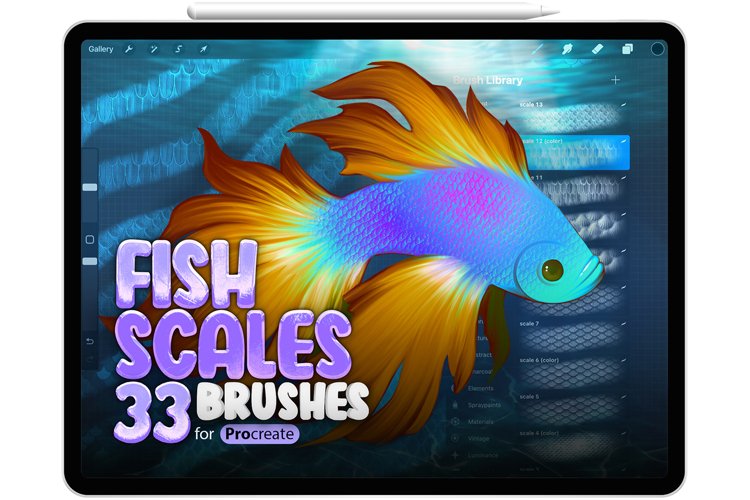 33 Procreate Fish Scales Brushes