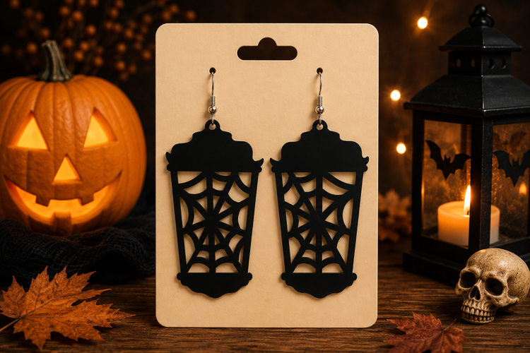 Halloween Lantern Earrings SVG - Laser Cut Spooky Earrings