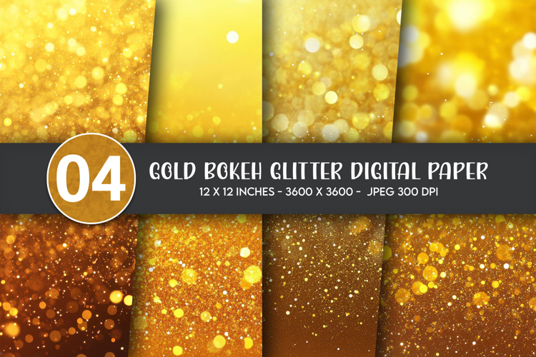 Gold Bokeh Glitter Digital Paper example image 1