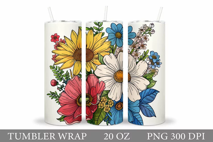 Flowers Tumbler Design. Flowers Tumbler Sublimation