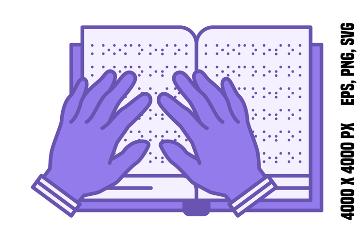 Purple Accessibility Book For Blind Icon