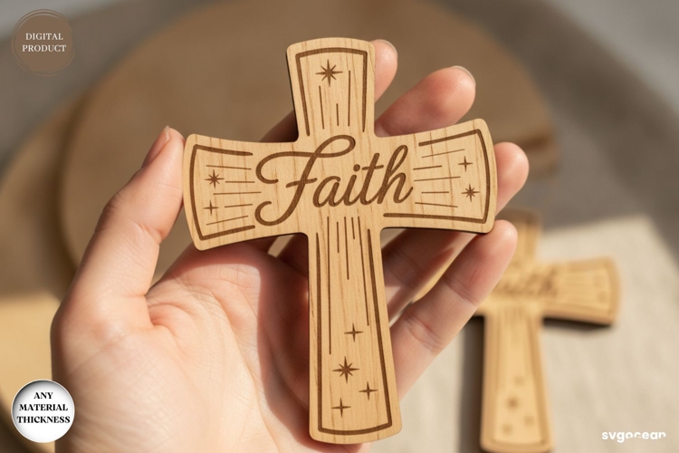 Faith Engraved Cross Laser Cut | Glowforge | SVG