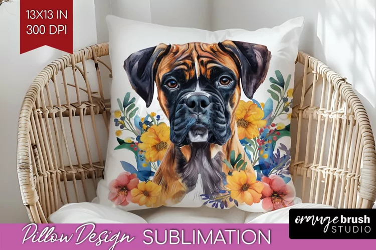 Floral Dog Pillow Sublimation - Flowers Pillow Cover PNG