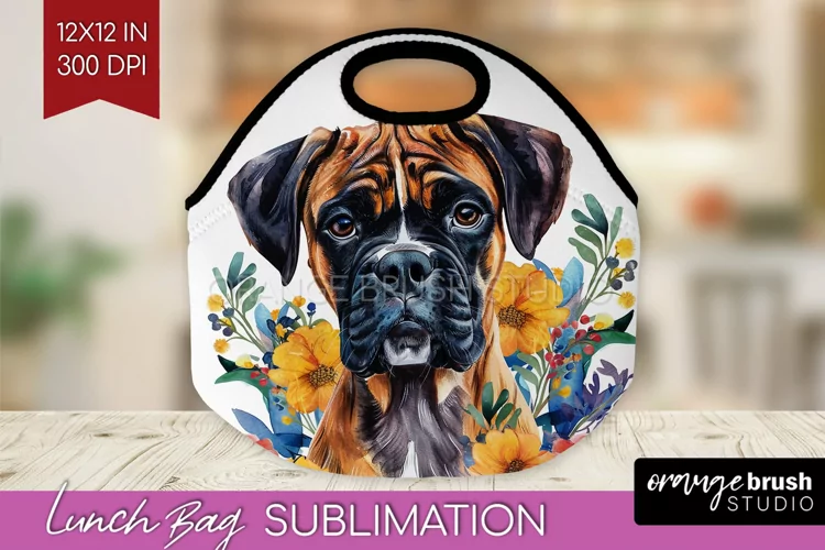 Floral Dog Lunch Bag - Flowers Lunch Bug PNG Sublimation