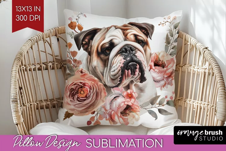 Floral Dog Pillow Sublimation - Flowers Pillow Cover PNG