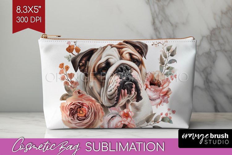 Floral Dog Cosmetic Bag - Flowers Makeup Bag PNG Sublimation example image 1