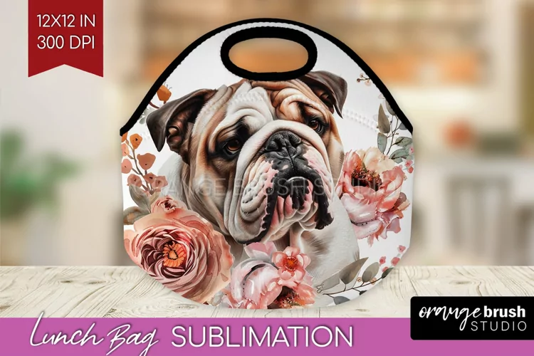 Floral Dog Lunch Bag - Flowers Lunch Bug PNG Sublimation