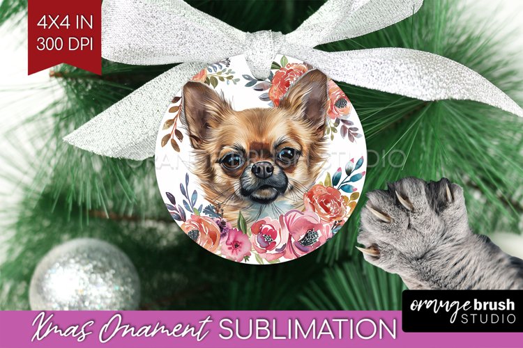 Floral Dog Ornament PNG - Flowers PNG Sublimation