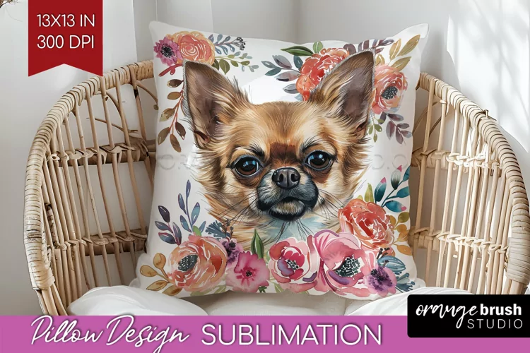 Floral Dog Pillow Sublimation - Flowers Pillow Cover PNG