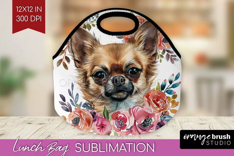 Floral Dog Lunch Bag - Flowers Lunch Bug PNG Sublimation