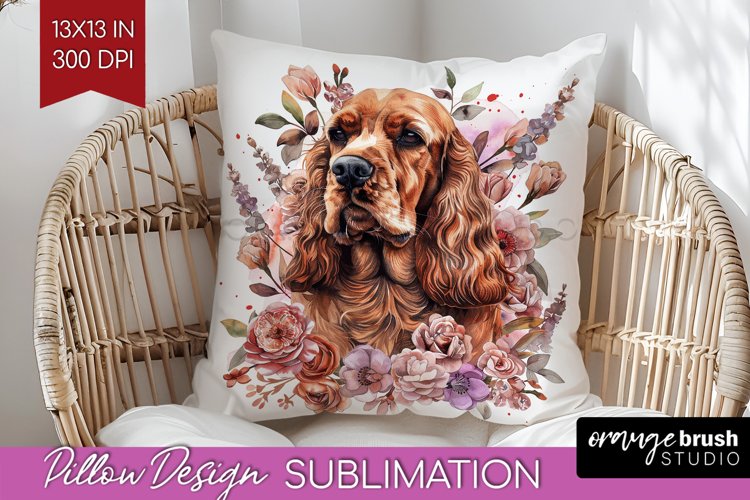 Floral Dog Pillow Sublimation - Flowers Pillow Cover PNG example image 1