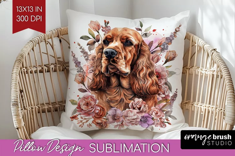 Floral Dog Pillow Sublimation - Flowers Pillow Cover PNG