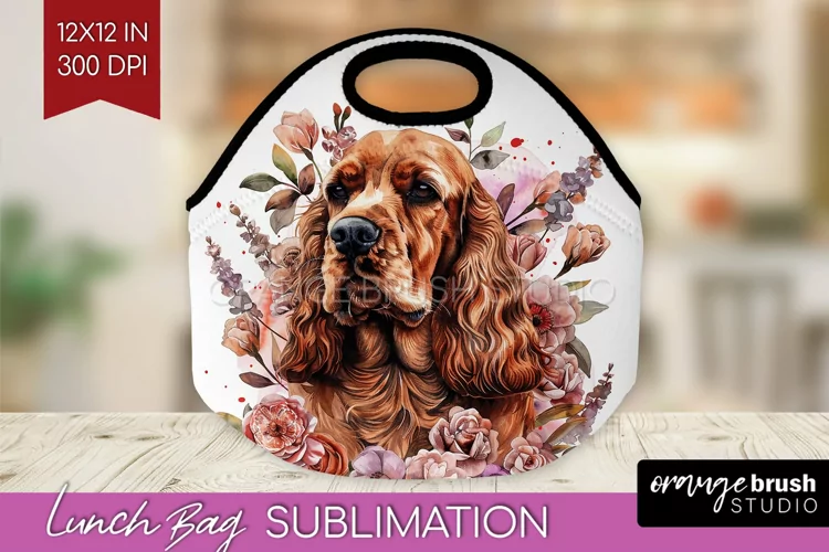 Floral Dog Lunch Bag - Flowers Lunch Bug PNG Sublimation