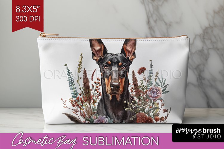 Floral Dog Cosmetic Bag - Flowers Makeup Bag PNG Sublimation example image 1