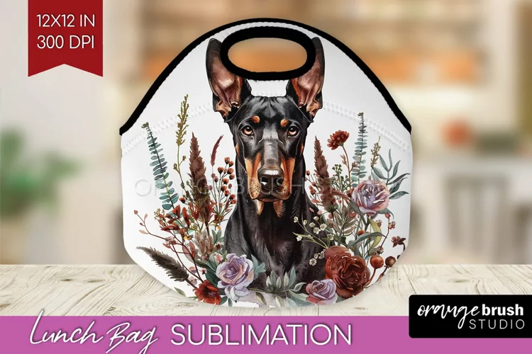 Floral Dog Lunch Bag - Flowers Lunch Bug PNG Sublimation