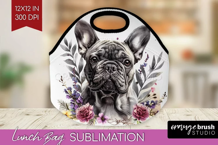 Floral Dog Lunch Bag - Flowers Lunch Bug PNG Sublimation