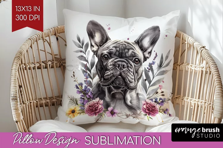 Floral Dog Pillow Sublimation - Flowers Pillow Cover PNG