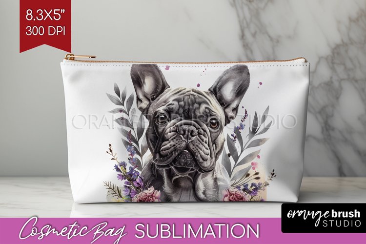 Floral Dog Cosmetic Bag - Flowers Makeup Bag PNG Sublimation example image 1