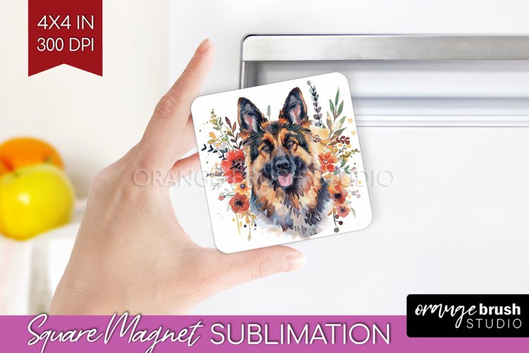 Floral Dog Magnet Sublimation - Flowers Square Magnet PNG