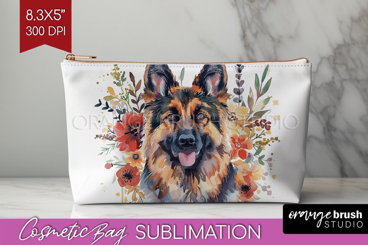 Floral Dog Cosmetic Bag - Flowers Makeup Bag PNG Sublimation example image 1