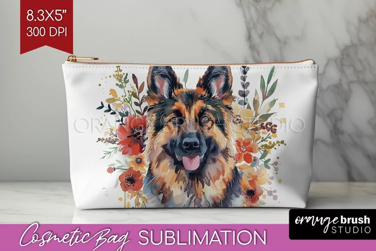 Floral Dog Cosmetic Bag - Flowers Makeup Bag PNG Sublimation