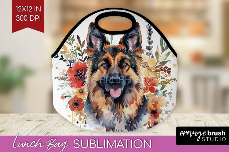 Floral Dog Lunch Bag - Flowers Lunch Bug PNG Sublimation