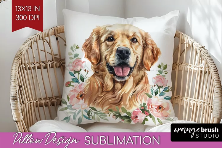 Floral Dog Pillow Sublimation - Flowers Pillow Cover PNG