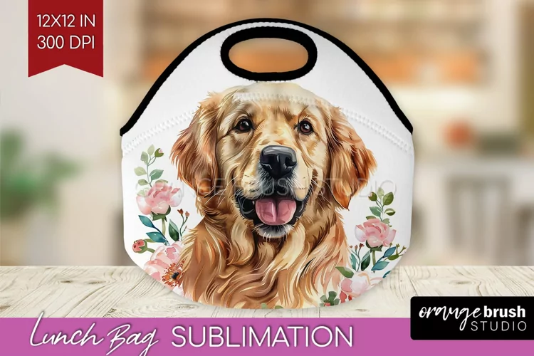 Floral Dog Lunch Bag - Flowers Lunch Bug PNG Sublimation