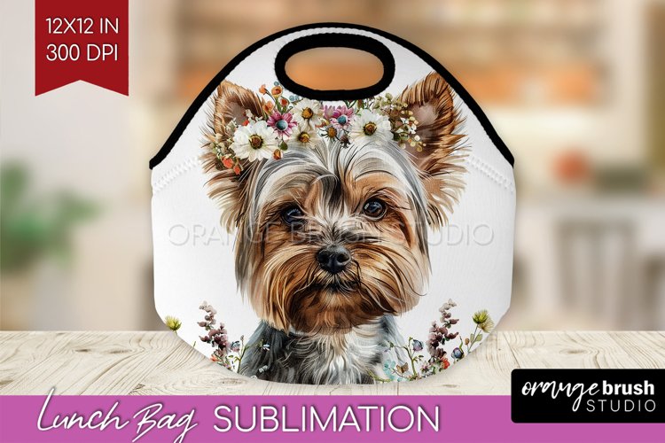 Floral Dog Lunch Bag - Flowers Lunch Bug PNG Sublimation example image 1