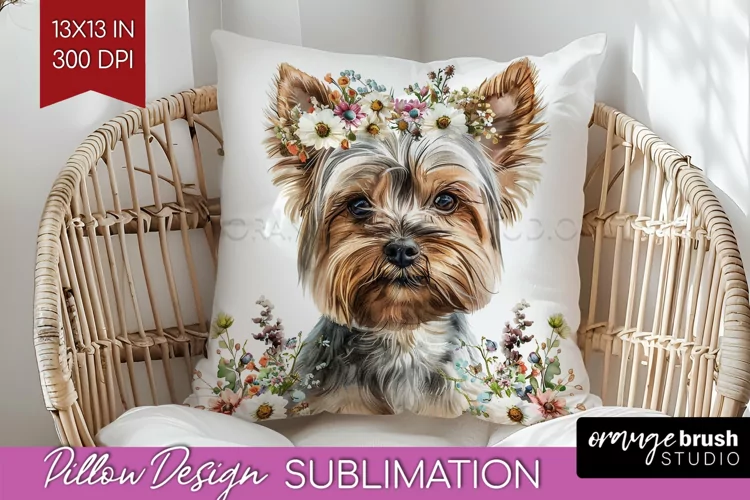 Floral Dog Pillow Sublimation - Flowers Pillow Cover PNG
