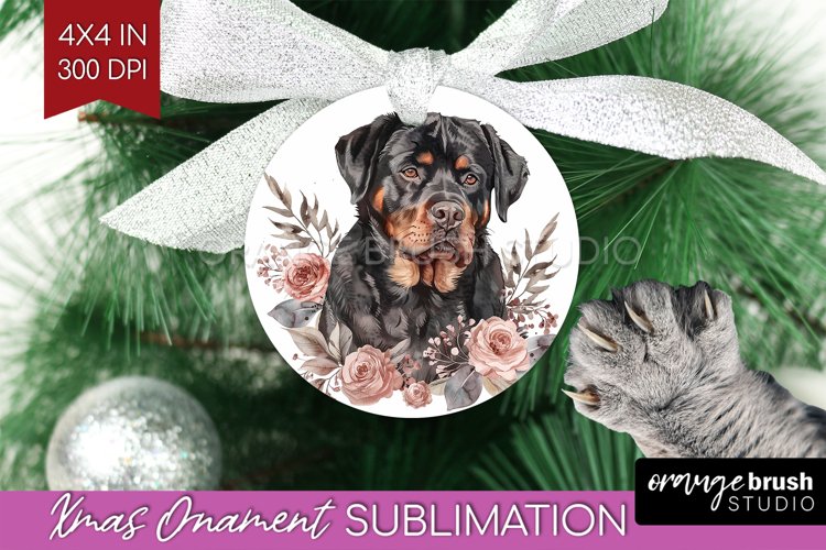 Floral Dog Ornament PNG - Flowers PNG Sublimation