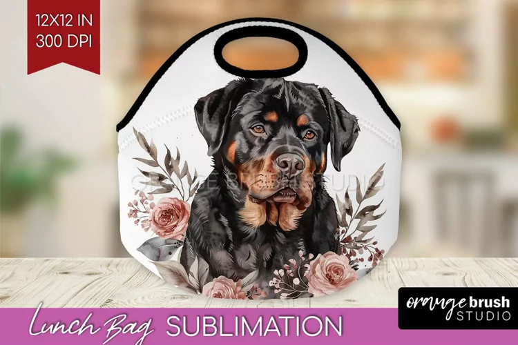 Floral Dog Lunch Bag - Flowers Lunch Bug PNG Sublimation