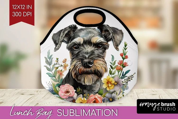 Floral Dog Lunch Bag - Flowers Lunch Bug PNG Sublimation