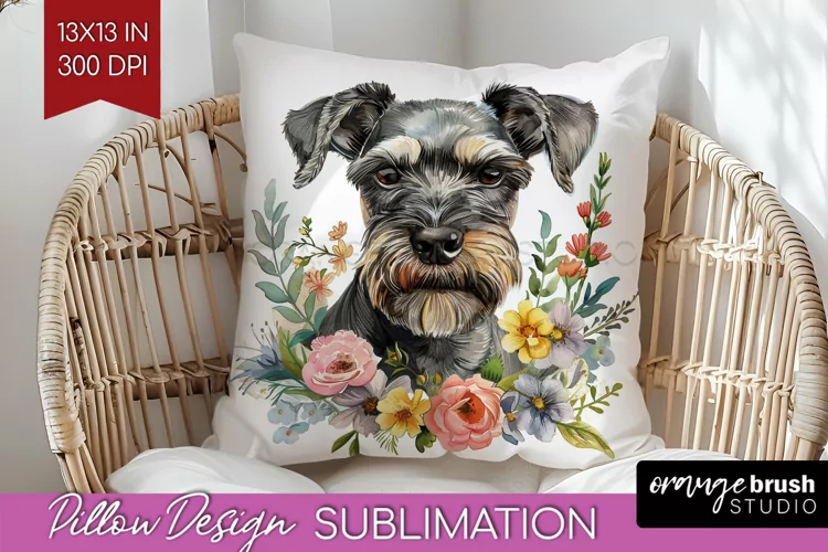 Floral Dog Pillow Sublimation - Flowers Pillow Cover PNG
