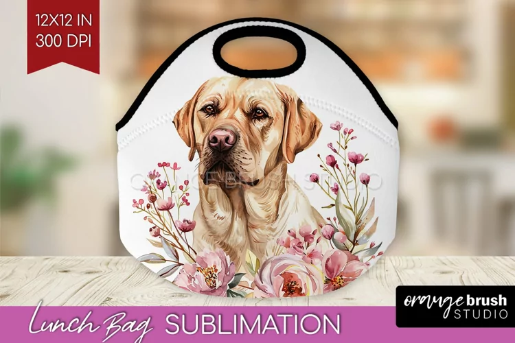 Floral Dog Lunch Bag - Flowers Lunch Bug PNG Sublimation