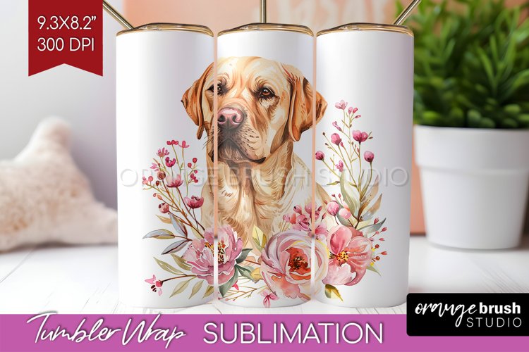 Floral Dog Tumbler Wrap - Flowers Tumbler PNG Sublimation