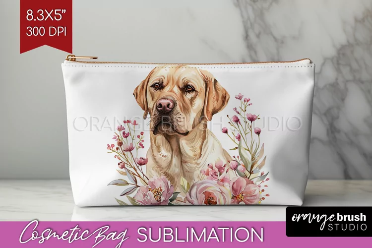 Floral Dog Cosmetic Bag - Flowers Makeup Bag PNG Sublimation