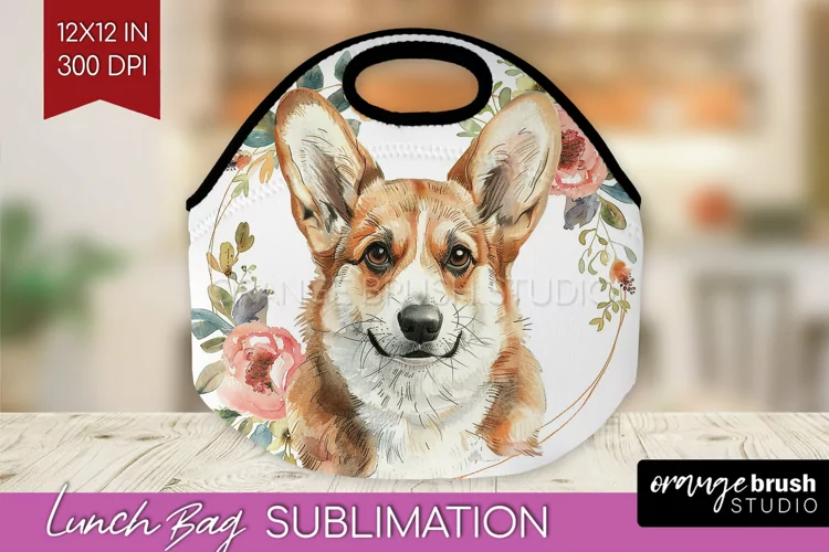 Floral Dog Lunch Bag - Flowers Lunch Bug PNG Sublimation