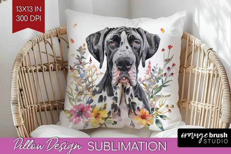 Floral Dog Pillow Sublimation - Flowers Pillow Cover PNG