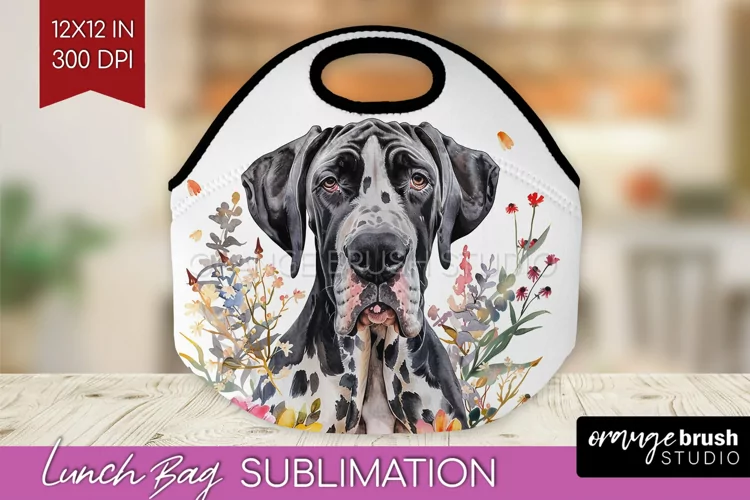 Floral Dog Lunch Bag - Flowers Lunch Bug PNG Sublimation