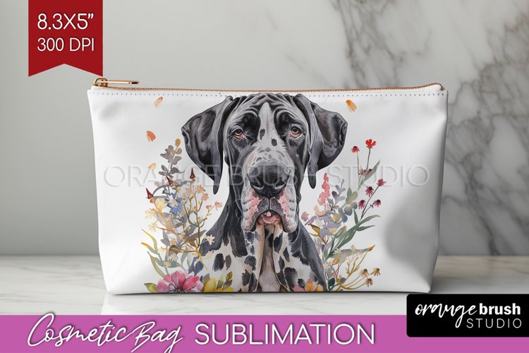 Floral Dog Cosmetic Bag - Flowers Makeup Bag PNG Sublimation example image 1