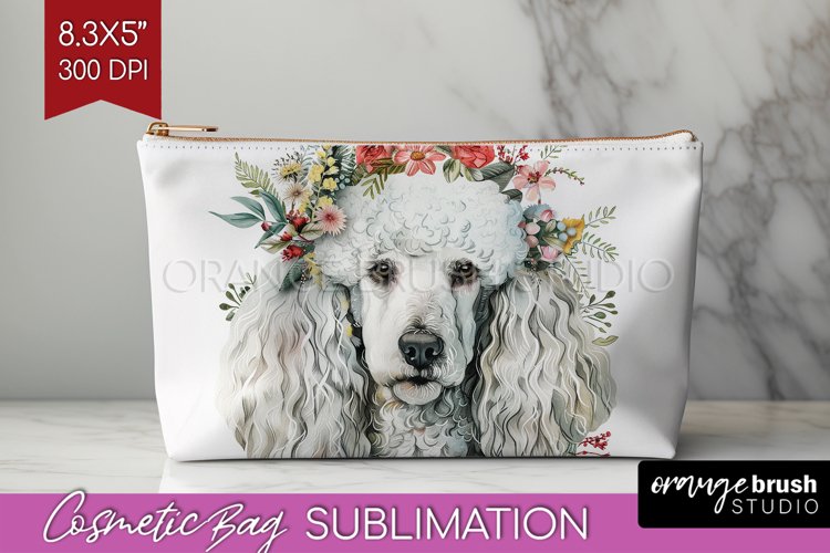 Floral Dog Cosmetic Bag - Flowers Makeup Bag PNG Sublimation example image 1