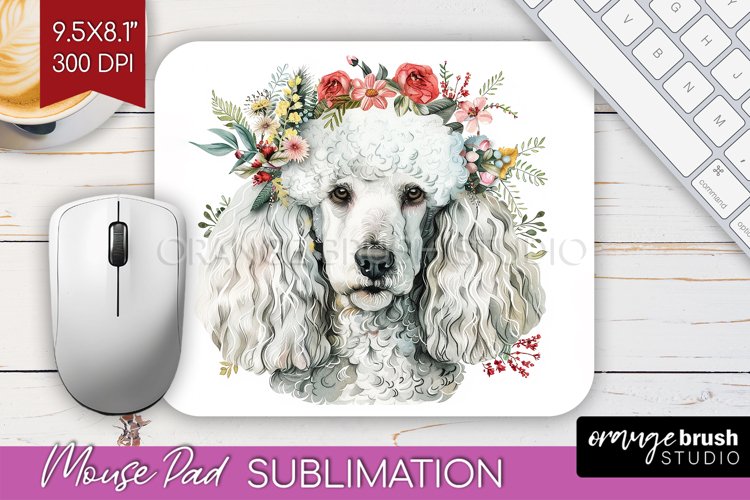 Floral Dog Mouse Pad Sublimation - Flowers Mousepad PNG