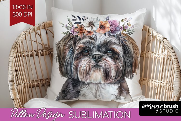 Floral Dog Pillow Sublimation - Flowers Pillow Cover PNG