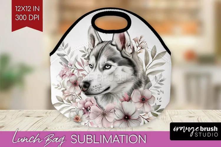 Floral Dog Lunch Bag - Flowers Lunch Bug PNG Sublimation