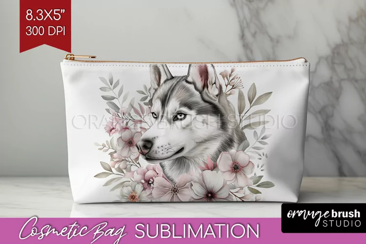 Floral Dog Cosmetic Bag - Flowers Makeup Bag PNG Sublimation