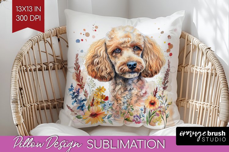 Floral Dog Pillow Sublimation - Flowers Pillow Cover PNG example image 1