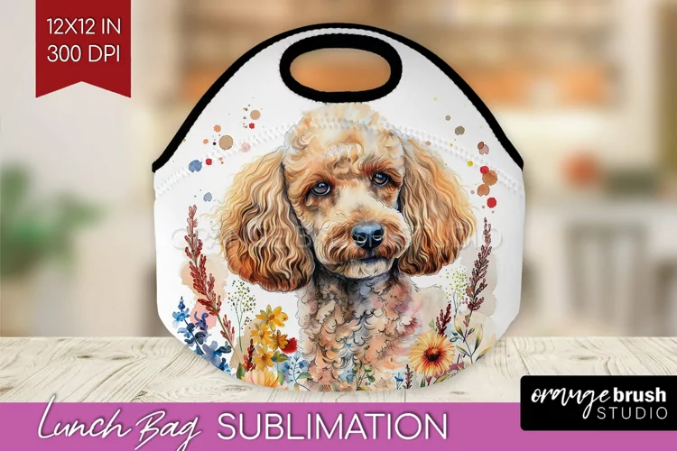 Floral Dog Lunch Bag - Flowers Lunch Bug PNG Sublimation