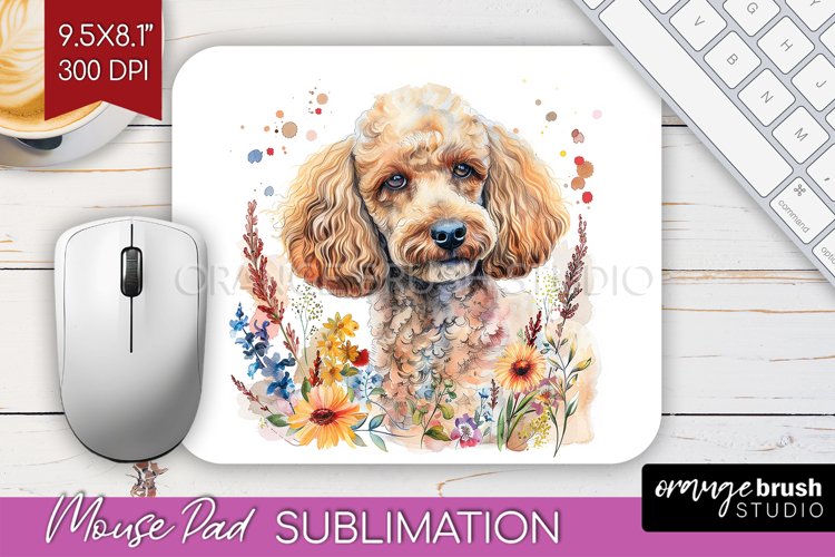 Floral Dog Mouse Pad Sublimation - Flowers Mousepad PNG