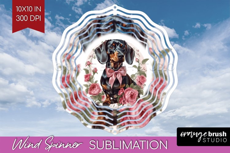 Floral Dog Wind Spinner Sublimation PNG - Flowers Round